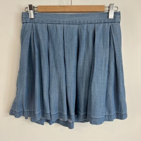 American Eagle AE Women's Size 2 Blue Flowing Above Knee Mini Skirt Shambray Y2K - Picture 4 of 12